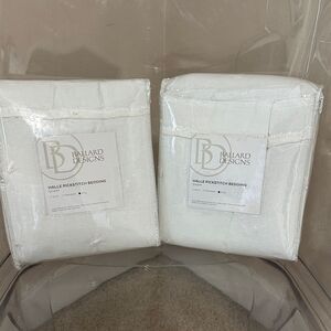 NWT Ballard Designs Halle Pickstitch Quilted Bedding Sham - White (2) KING